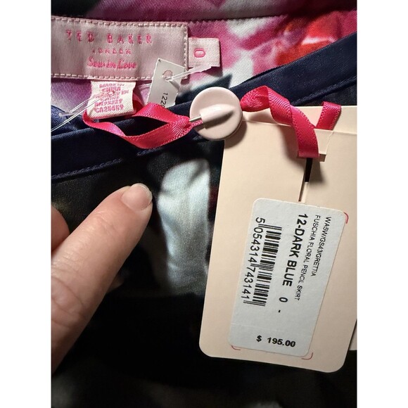 Ted Baker NEW NWT Grettia Pencil Skirt Blue Floral Orchid Print Women's Size 0-2 - Picture 11 of 11